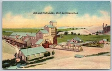 Postcard Lead and Zinc Mines in Southeastern Kansas linen E38