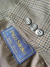 Brown  Blue Glen Plaid wool poly tweed Sport Coat Blazer Jacket 48L