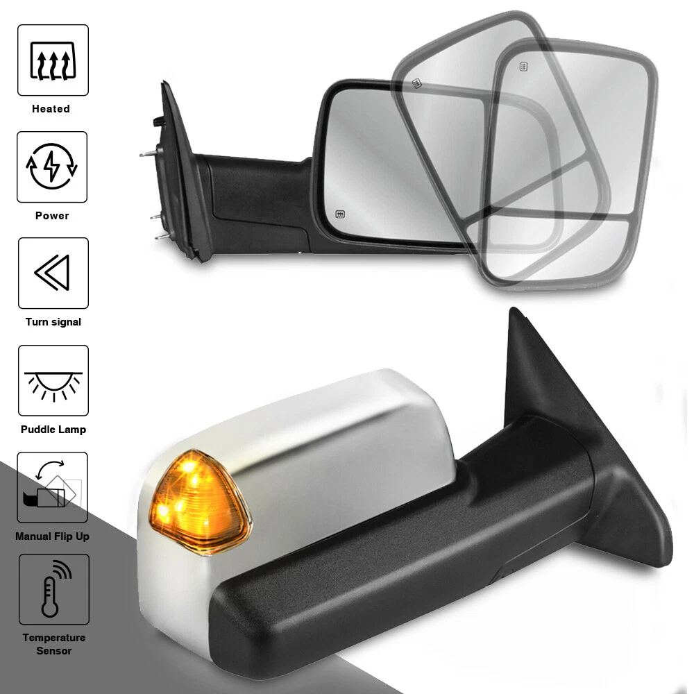 Power Heated Tow Mirror w/ Temp Sensor For 09-18 Ram 1500 10-18 2500 3500