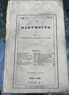 1840 The Dartmouth Conducted by Undergraduates in Dartmouth College Vol 1 #6
