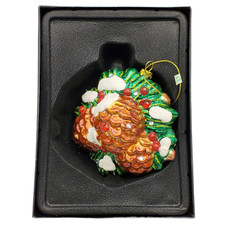 Vintage Pinecone Mercury Glass Hanging Ornament Christmas Hand Paint 4.25" x 4"