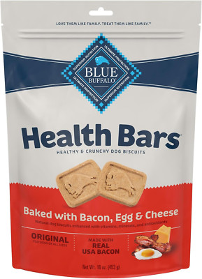 Health Bars Natural Crunchy Dog Treats Biscuits, Bacon, Egg & Cheese 16-Oz Bag