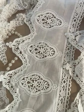 2Yds Vintage Embroidery Cotton Eyelet Lace Trim 6.7" (17cm) with Hollowed Floral