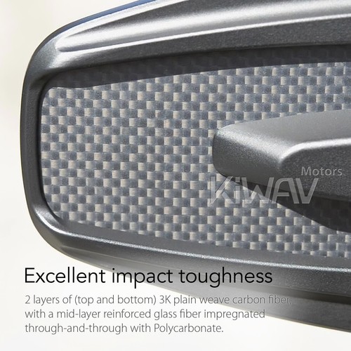 Slim Mirrors MAMBA Matte Black Carbon Fiber Convex Adjustable Custom Motorcycle - Picture 7 of 12