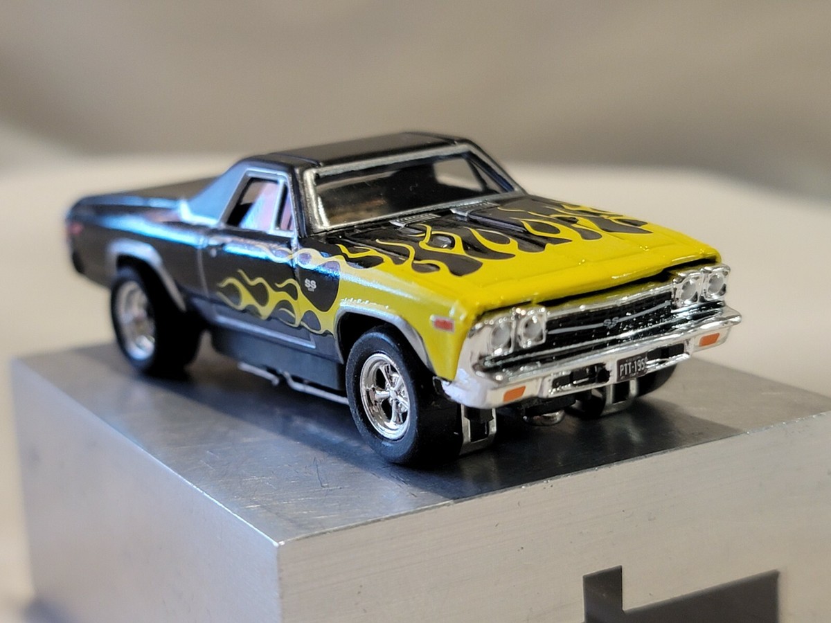 1968 Chevy El Camino Black Yellow Flames T JET 500 HO SLOT