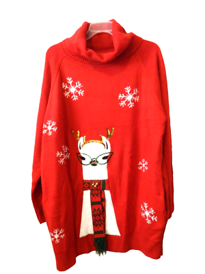 Christmas Red Llama Sweater Dress with pockets - XL | eBay