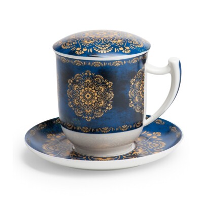 tealogic Raffaella Teetasse mit Sieb und Deckel Bone China Porzellan 0,35 L