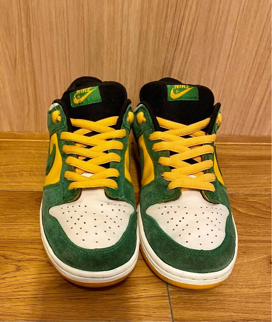 Nike Sb Dunk Low Pro Sb Buck Us 9.5 Shoes Vintage Green Yellow