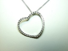 14k White Gold Heart diamond Pendant D.0.50ct tw SI-H CLOSE STORE