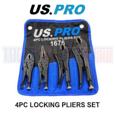 US Pro 4-teiliges Feststellzangen-Set 5'' 6,5'' 7'' 10'' Maulwurf Schraubstock Klemme 1676