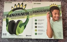 Lot Of 2 Art Sound LED Light Up Dinosaur Wireless Headphones Bluetooth Kids NIB