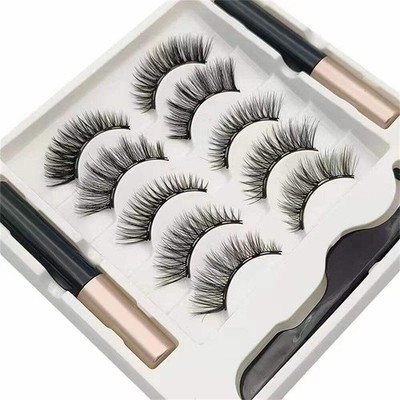 5 Pairs Magnetic Eyelashes Set with Eyeliner and Tweezers - 3D Mink Natural Fals