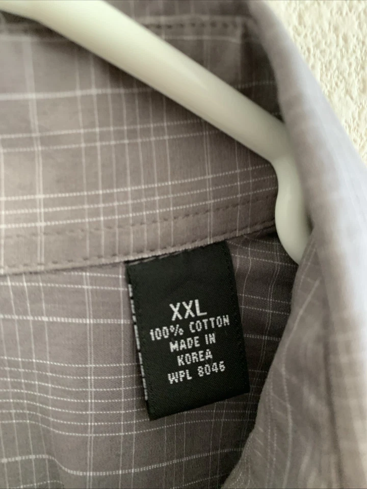 Camisa social masculina Alfani XXL algodão manga longa botão para baixo cinza - Imagem 3 de 4