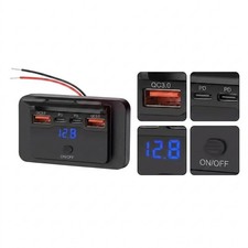 Waterproof 12V USB Socket 4 for port Charger for RVs Trailers Buses with Fold