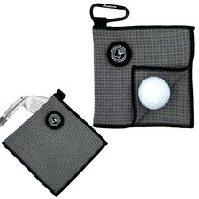 MAGOLFIN Small Magnetic Golf Towel with Clip, Microfiber Waffle Small, Grey