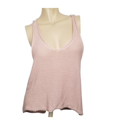 Don’t Ask Why Women’s Pink Cropped Tank Top Sweater One Size Open Back New