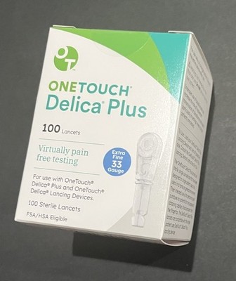 OneTouch Delica Plus Sterile Lancets - 100 Extra Fine 33 Gauge Exp 2028