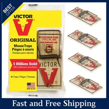 M156 Metal Pedal Sustainably Sourced FSC Wood Snap Mouse Trap - 4 Wooden Traps