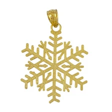 Sterling Silver Yellow Gold Plated Necklace w/ Snowflake Pendant Charm