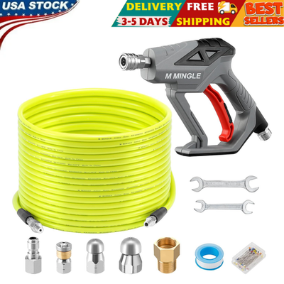 #ad Sewer Jetter Kit for Pressure Washer 100 FT Drain Cleaner Hose with Power Washe $66.02