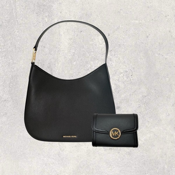 Michael Kors Mk Tasche Shopper GeldböRse Jet Set Kensington Leida Schwarz Neu-image