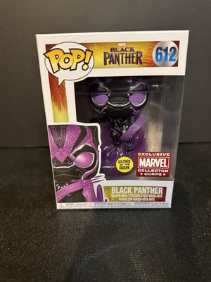 #ad FUNKO POP BLACK PANTHER 612 GLOWS IN DARK MARVEL COLLECTOR CORPS B01 $15.99