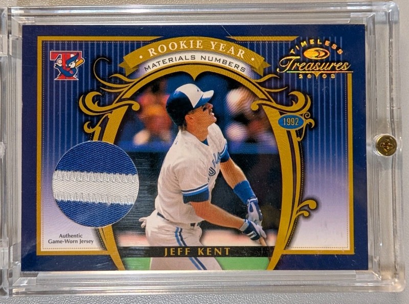 2003 Donruss Jeff Kent Timeless Treasures Rookie Year Numbers Patch Tough 17/25 