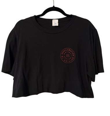 Proclamation Irish Whiskey Beer Rep Black Cropped T-Shirt Women s Size Large
