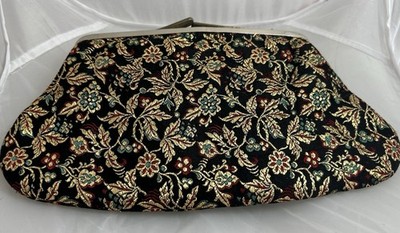 Vintage Fabric Clutch Purse Floral Pattern Estate Find