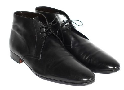 A.Testoni Basic Black Leather Ankle Boots 11