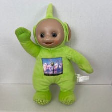 2003 Teletubbies Plush Green Dipsy TALKS SINGS 12" Hologram Tummy