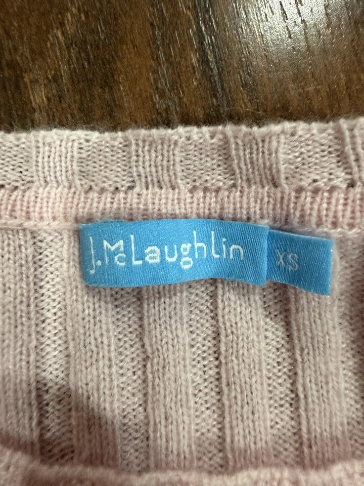 Suéter J. Mclaughlin 100% Cachemira Doyle Dolman Manga Acanalado Bebé Rosa Talla XS Foto 3 de 4