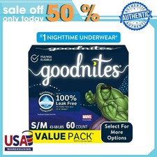 Goodnites Boys' Nighttime Bedwetting Underwear, Size S/M 43-68 lbs , 60 Count