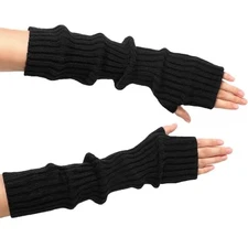 Arm Warmers - 2/1 Pairs Women's Long Fingerless Gloves Fashion Stretch Black