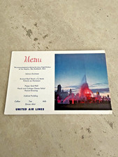Vintage United Airlines Menu Prepared In Los Angeles Postcard