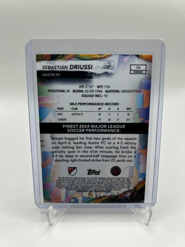SEBASTIAN DRIUSSI 33/125 NEON GREEN COMMON 2024 Topps Finest MLS AUSTIN FC #74 - Picture 2 of 2