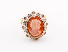 VINTAGE ESTATE LARGE STERLING & GOLD CAMEO RING