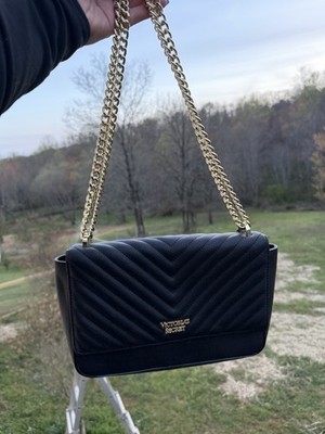 Victoria's Secret Black Quilted Chain Strap Shoulder Bag for Women