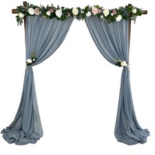 10x10 ft Dusty Blue Sheer Chiffon Backdrop Curtains for Wedding Arch Decor