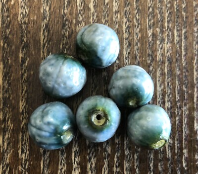 Vintage Blue Tie Dye Splash Effect Wobble Textured Roundish Mix Lucite Bead Lot