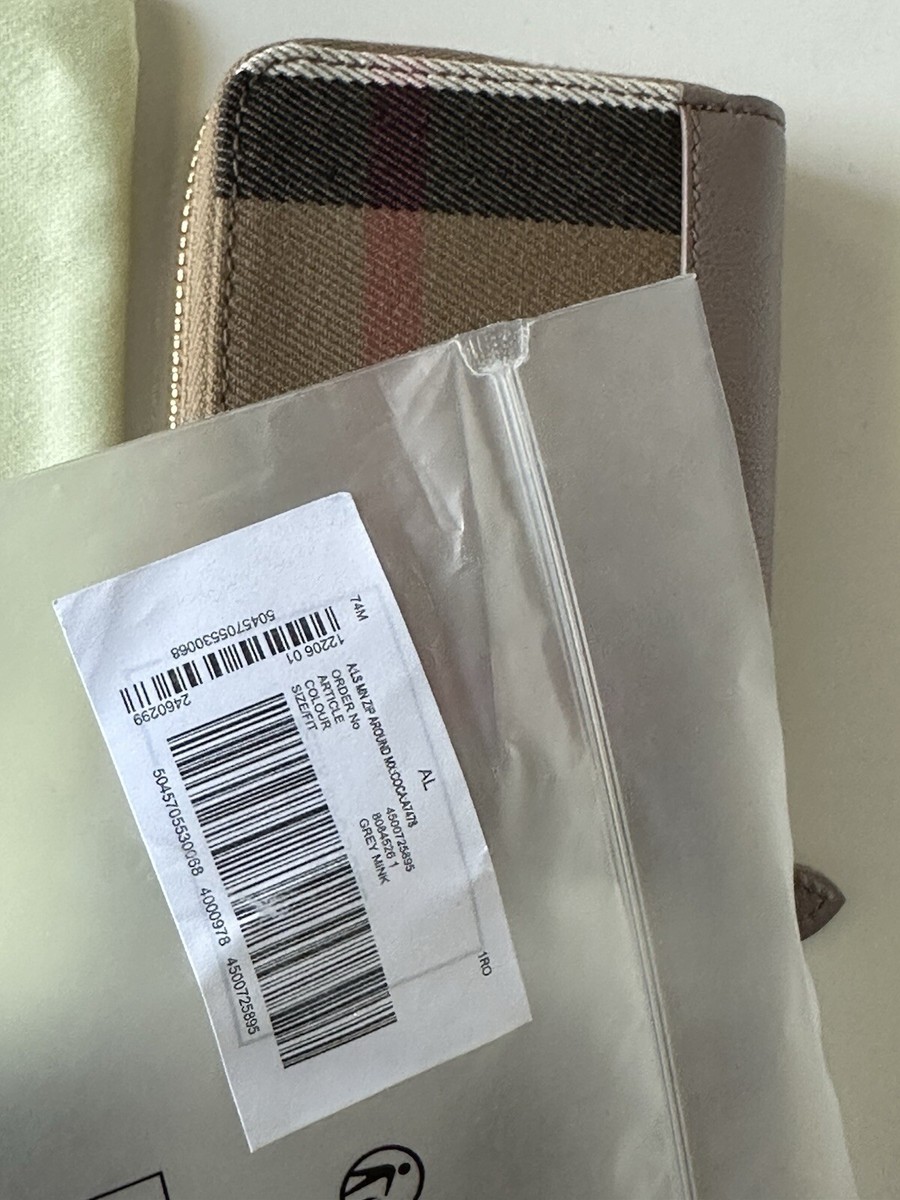 Burberry MN Zip Around Check Gray Mink/Brown Wallet 80845261 Burberry MN Zip Around Check Gray Mink/Brown Wallet 80845261
