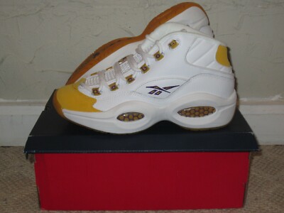 Reebok Question Mid Yellow Toe White Yellow Purple Youth Size NEW!  FX4286