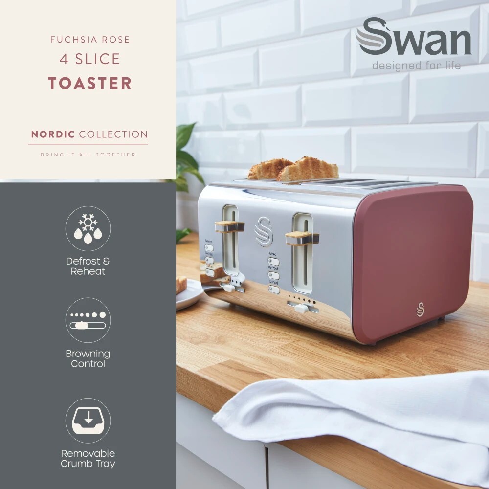 Swan Nordic Swan Pink Toaster Purple Retro Microwave Kettle And