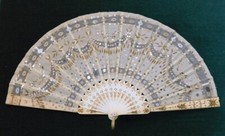 Antique French Hand Fan Beaded Victorian/Edwardian
