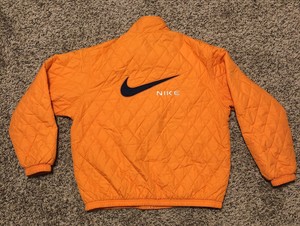 NIKE Embroidered Logo Quilted Jacket Orange Womens Medium | eBay