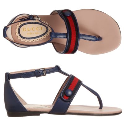 Gucci Brown leather sandals with navy & red straps Gucci | Shoes | Guccimatelass Slide Sandal Worn Twice Unisex  main image 2