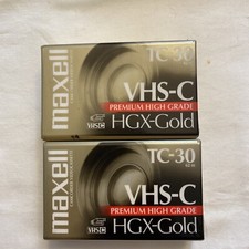 2 Maxwell VHS/C - TC-30 HGX-Gold Premium High Grade Video Cassette Tape Sealed