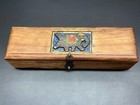 Old Vintage Rustic Wooden Storage Incense Stash Box Hand Carved Painted Elephant