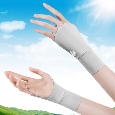 Damen-Sonnenschutzhandschuhe elastisch halber Fingerhandschuh Eis Seide linke & rechte Hand