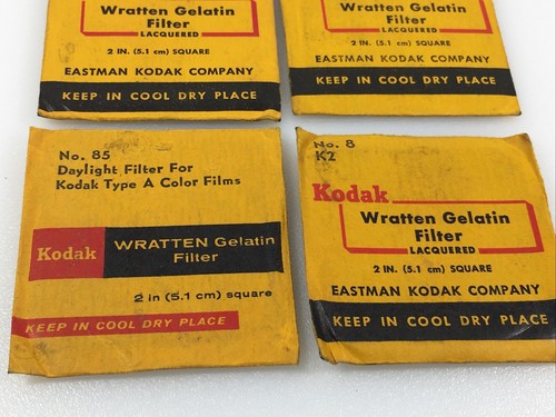 Lot of 6 Kodak Wratten Gelatin Filter #15G #85 #1A #8 2"x2" 4 Are Sealed - Picture 4 of 7